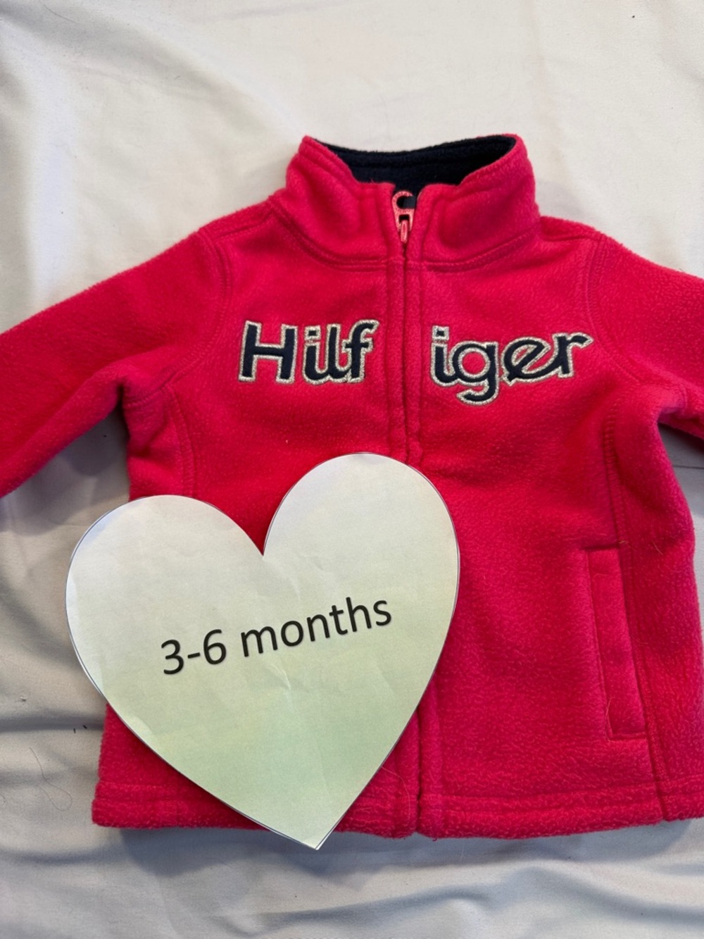 Tommy Hilfiger - long sleeve full zip fleece jacket. Size 3-6 months